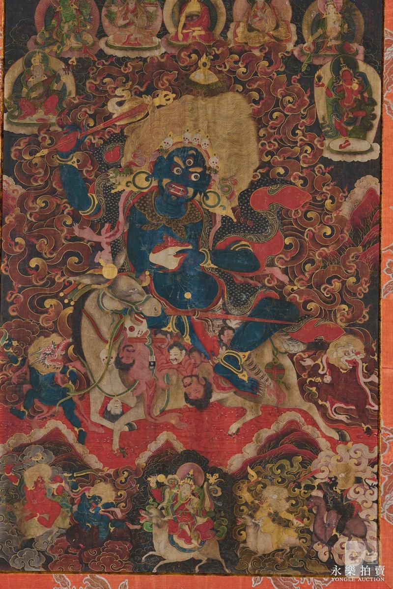 清乾隆 （雍和宫风格）矿物彩绘吉祥天母唐卡 - 图3